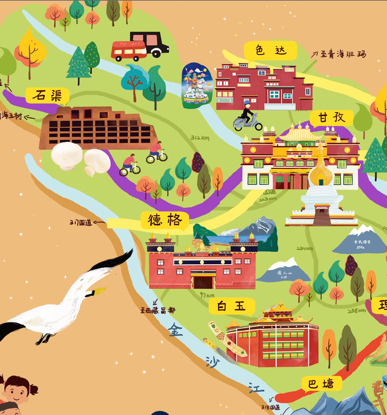熊口镇手绘地图景区的文化宝库